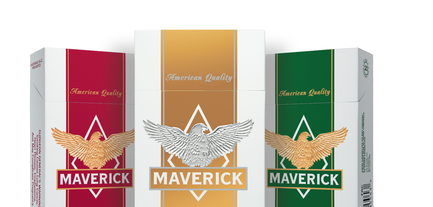 three different packs of maverick cigarettes